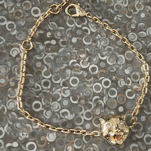 Gucci feline head bracelet with crystal - Picture 9 of 12